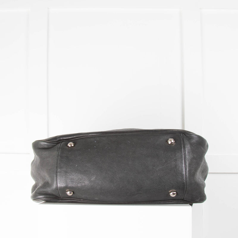 Yves Saint Laurent Black Roady Tote With Sparkly Leather Handle