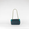Chanel Navy Turquoise Two Tone Quilted Lambskin Medium Single Flap Bag
