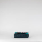 Chanel Navy Turquoise Two Tone Quilted Lambskin Medium Single Flap Bag