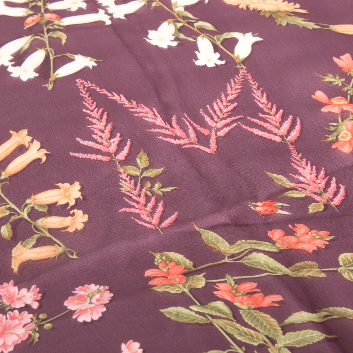 Salvatore Ferragamo Purple Floral Sheer Silk Scarf