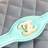 Chanel Navy Turquoise Two Tone Quilted Lambskin Medium Single Flap Bag