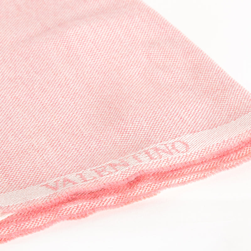 Valentino Pink Logo Woven Wool Scarf