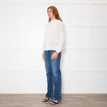 Ba&sh Cream Embroidered Button Up Blouse