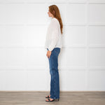 Ba&sh Cream Embroidered Button Up Blouse