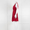 Saloni Red Silk Sleeveless Belted Dress