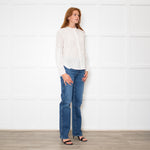 Ba&sh Cream Embroidered Button Up Blouse