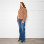 Marella Camel Jacket With Detachable Fur Collar
