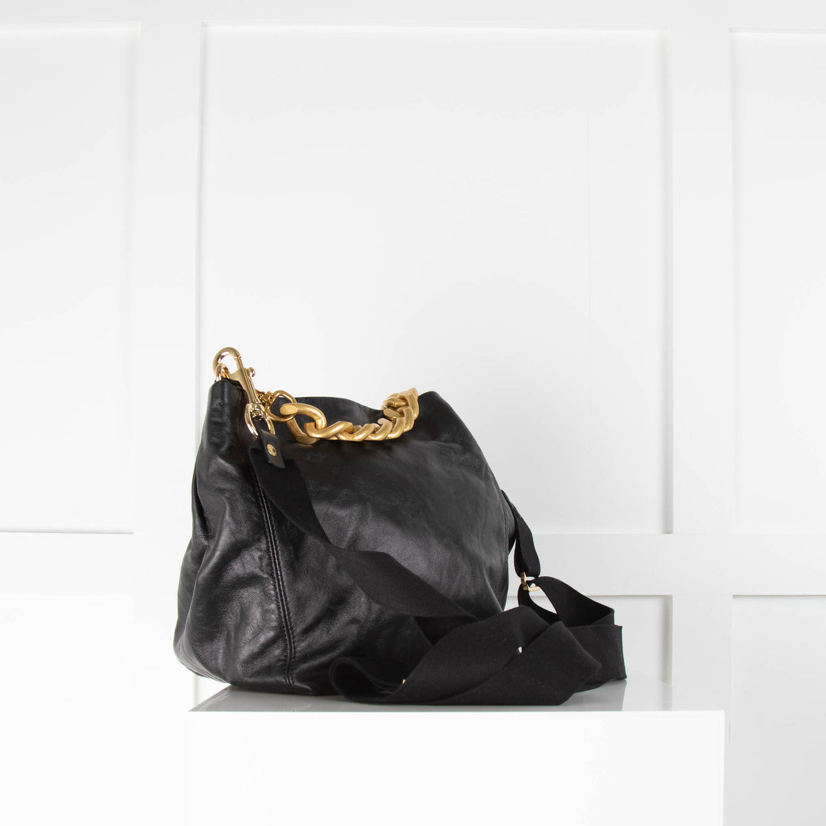 Hopeful London Black Crossbody Bag with Gold Chain