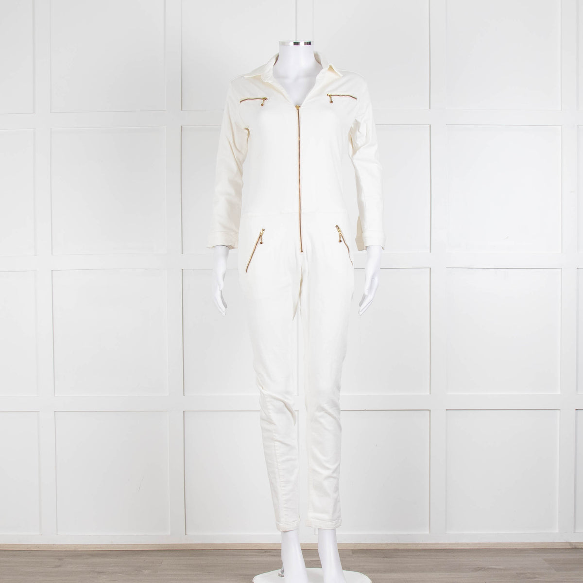Ida Cream Denim Long Sleeve Jumpsuit