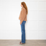 Marella Camel Jacket With Detachable Fur Collar