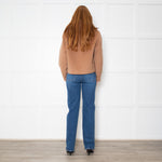 Marella Camel Jacket With Detachable Fur Collar