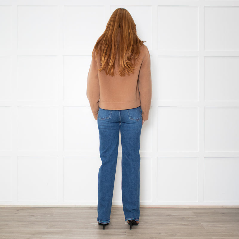 Marella Camel Jacket With Detachable Fur Collar