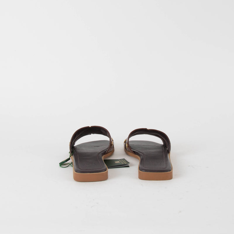 Holland & Cooper Chocolate Brown Monogram Slides