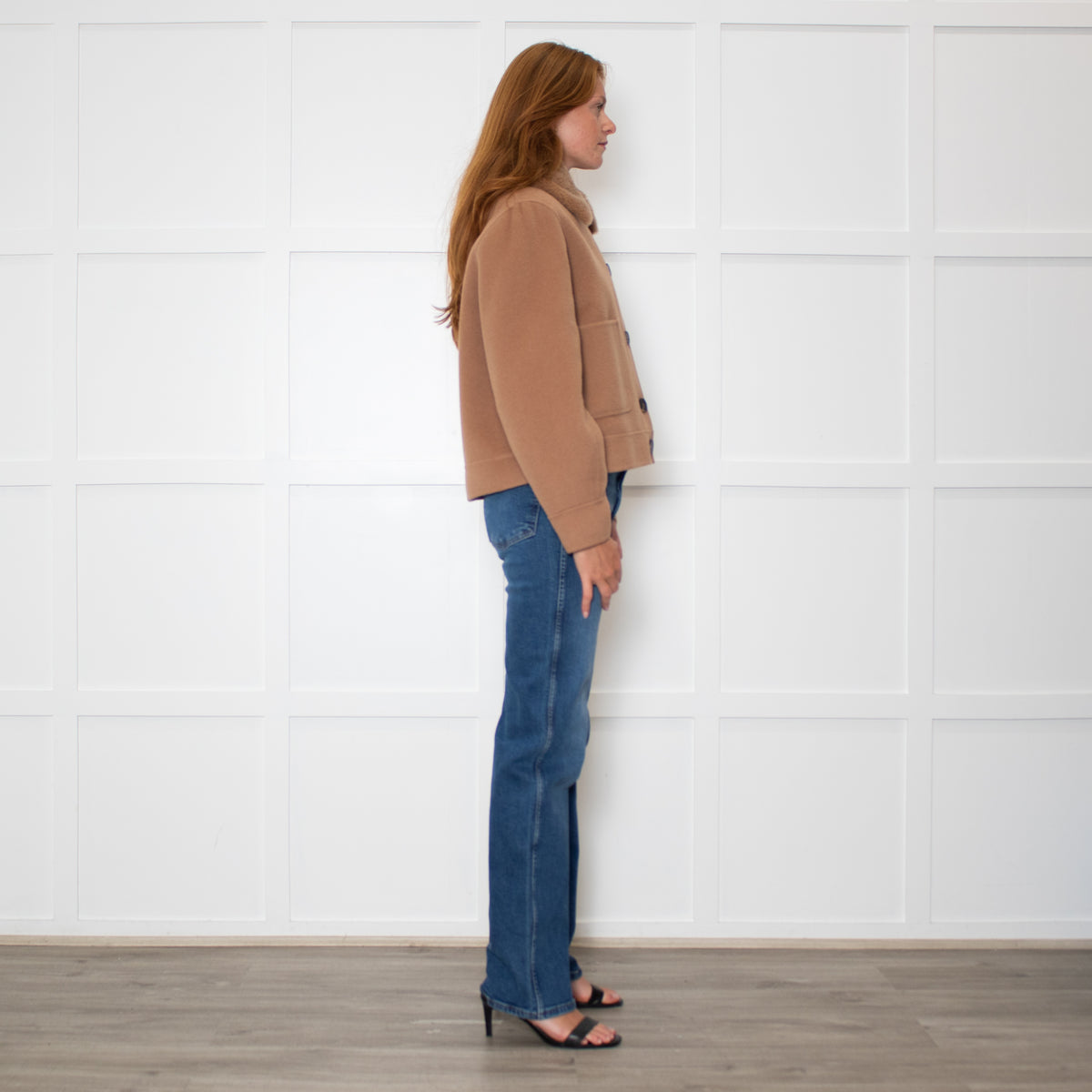 Marella Camel Jacket With Detachable Fur Collar
