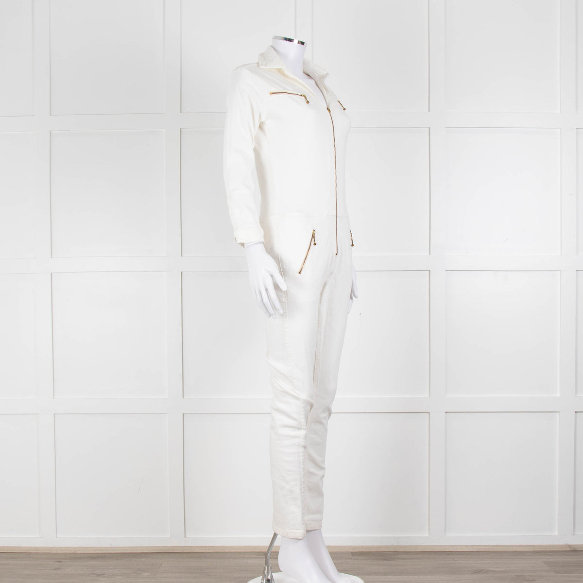 Ida Cream Denim Long Sleeve Jumpsuit