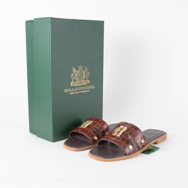 Holland & Cooper Chocolate Brown Monogram Slides