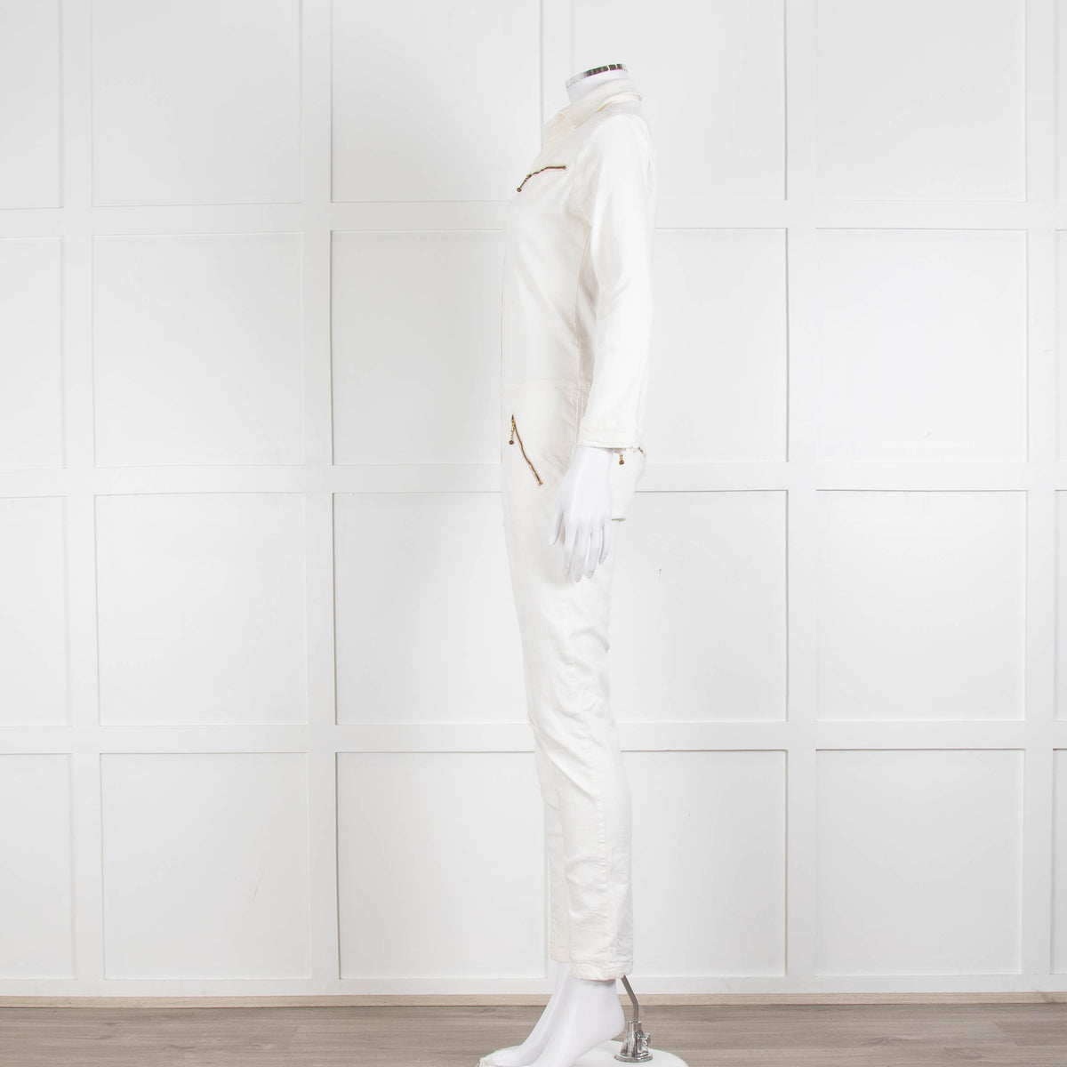 Ida Cream Denim Long Sleeve Jumpsuit