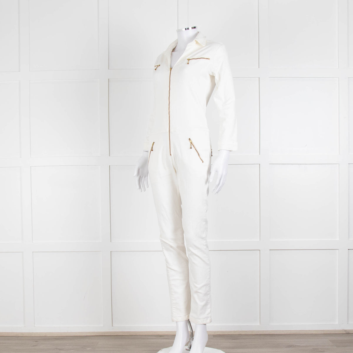 Ida Cream Denim Long Sleeve Jumpsuit