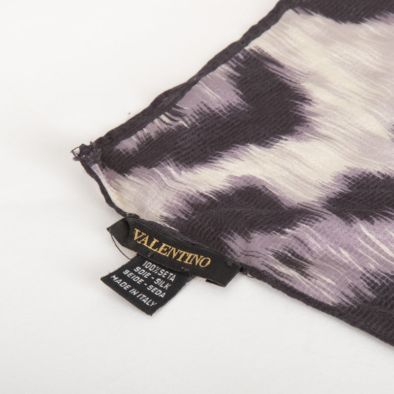 Valentino Sheer Grey and Purple Animal Print Scarf
