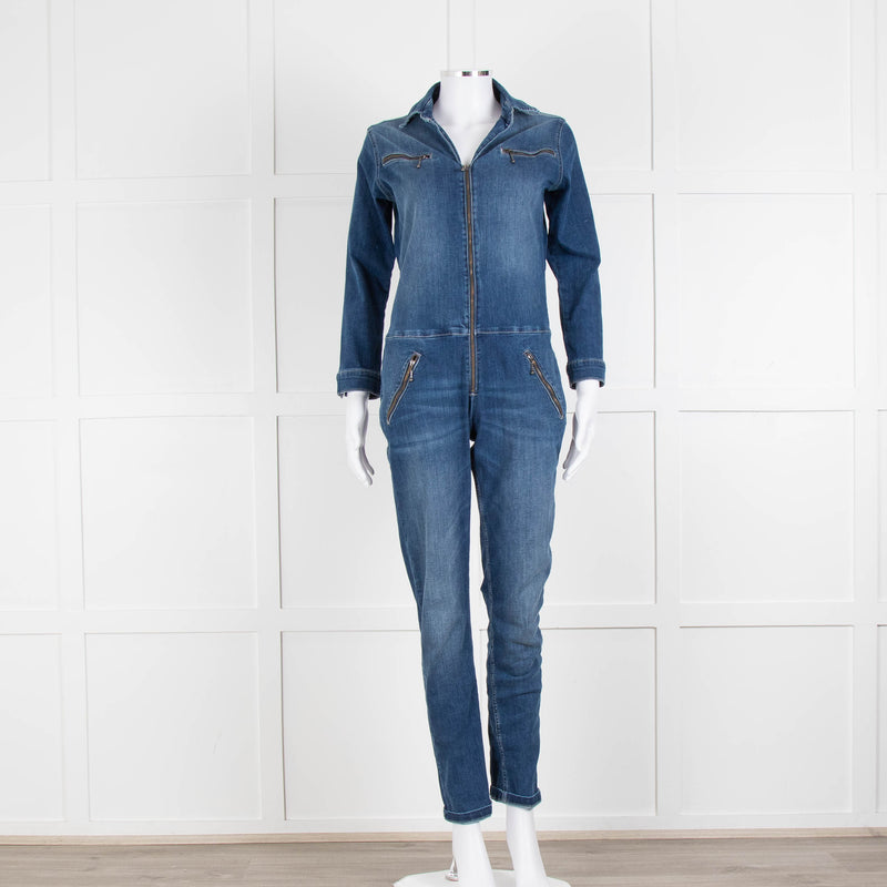 Ida Blue Front Zip Denim Jumpsuit