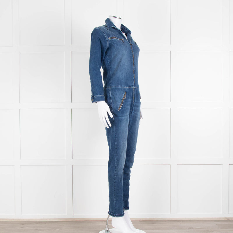 Ida Blue Front Zip Denim Jumpsuit