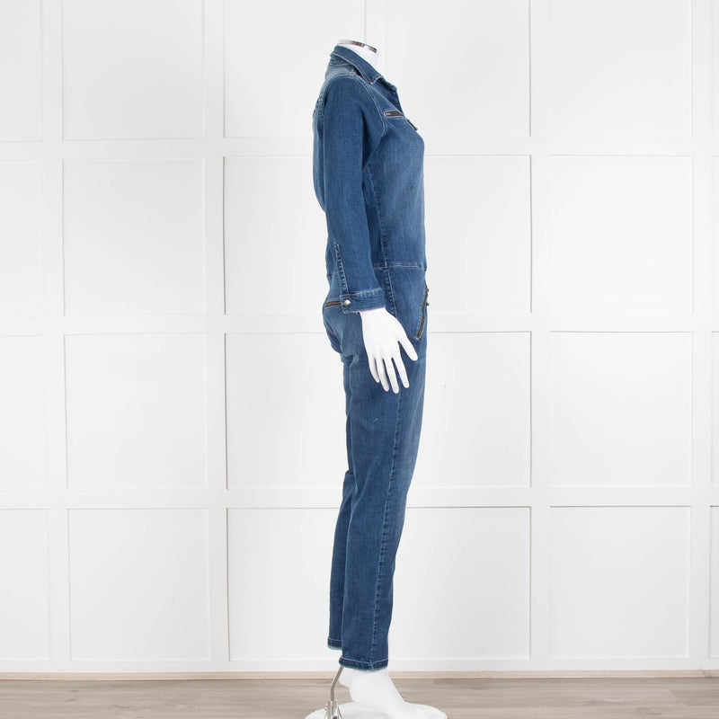 Ida Blue Front Zip Denim Jumpsuit