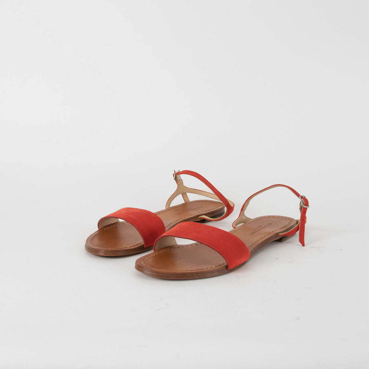 Strenesse Red Suede Flat Sandals