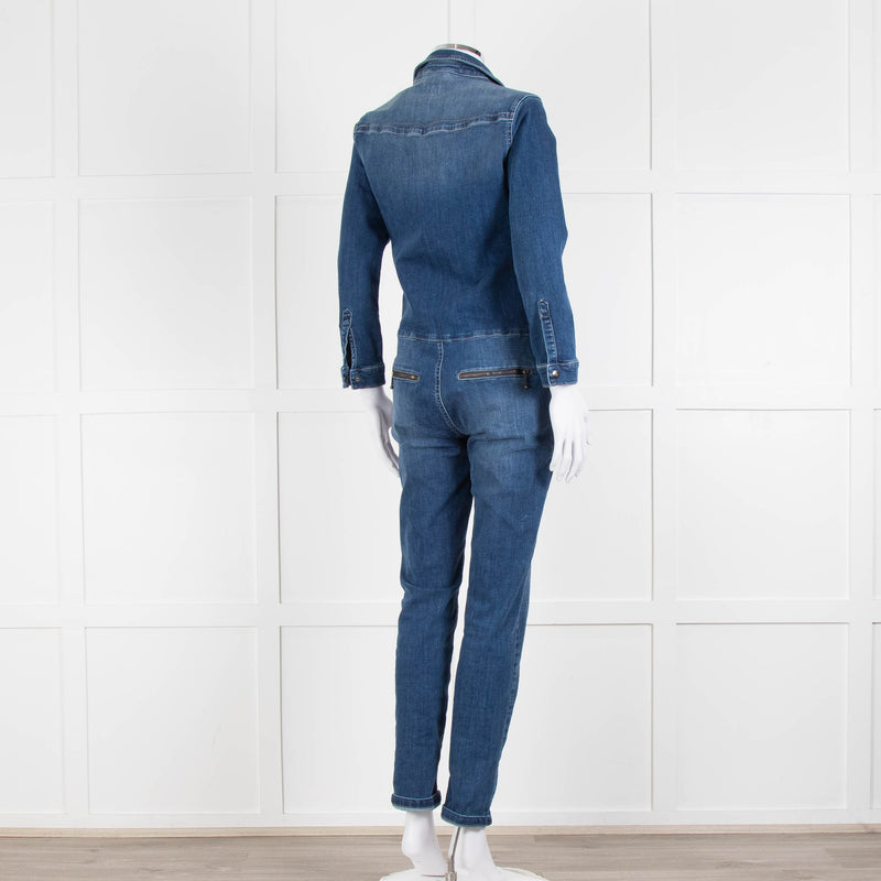 Ida Blue Front Zip Denim Jumpsuit