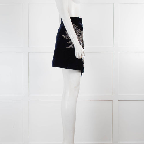Dodo Baror Navy Short Skirt With Embellishment