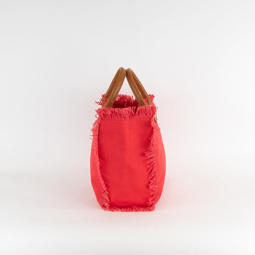 Melissa Odabash Red Canvas Top Handle Tote