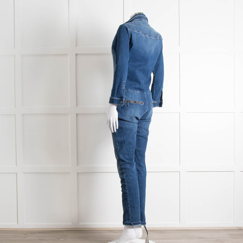 Ida Blue Front Zip Denim Jumpsuit