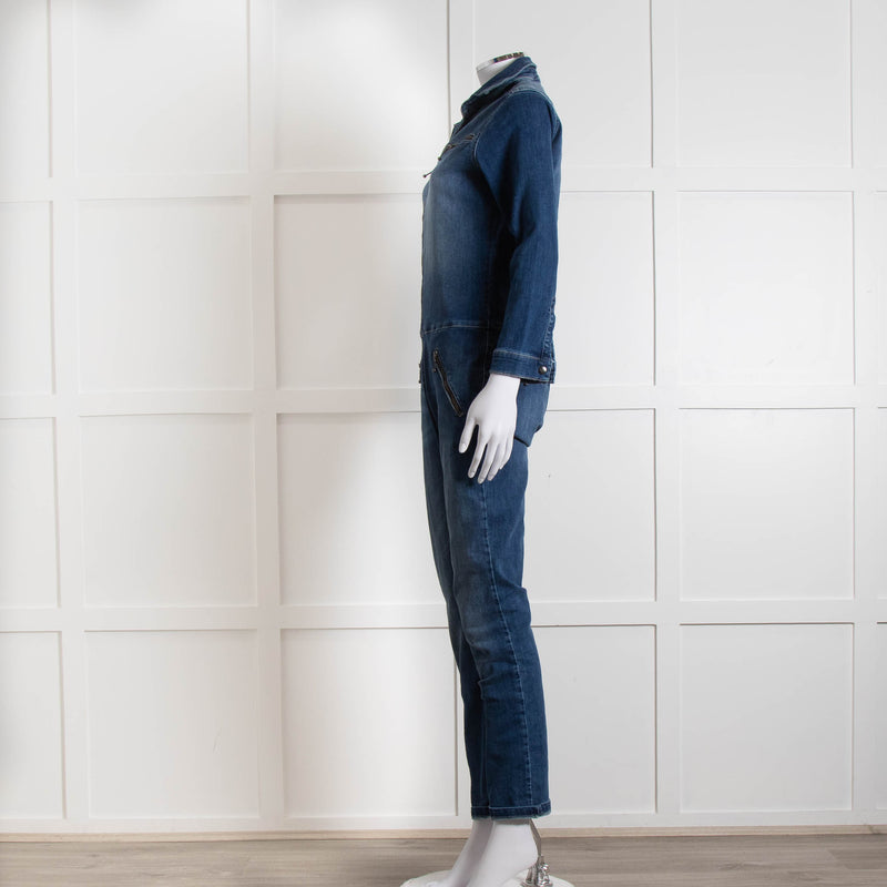 Ida Blue Front Zip Denim Jumpsuit