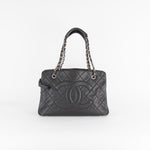 Chanel Quilted CC Shopper Tote Bag With Silver Hardware