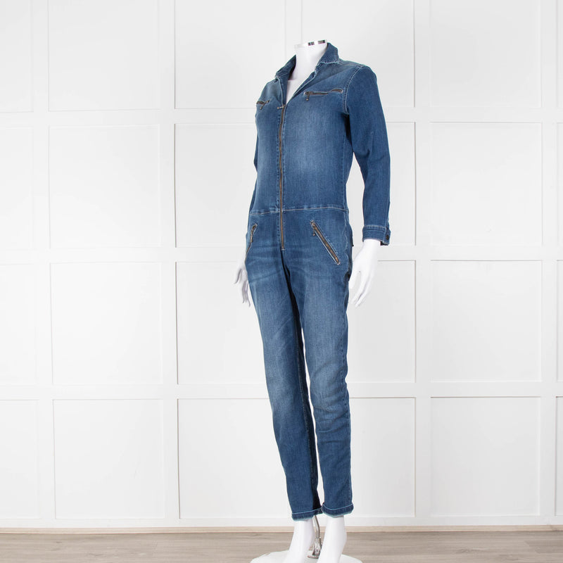 Ida Blue Front Zip Denim Jumpsuit