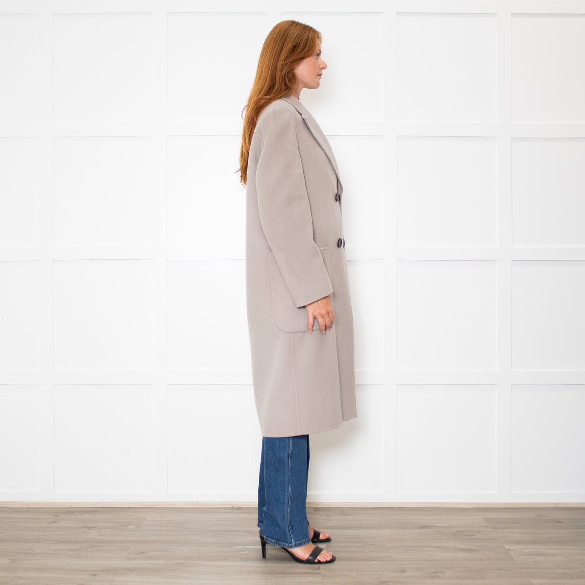 Luisa Cerano Double Face Sage Unlined Coat