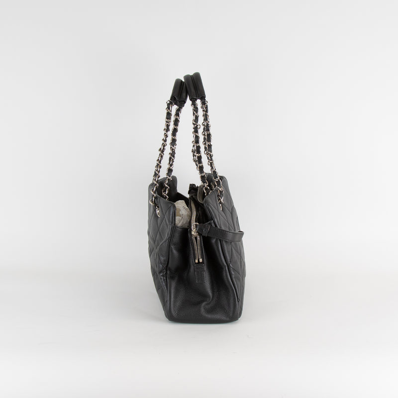 Chanel Quilted CC Shopper Tote Bag With Silver Hardware