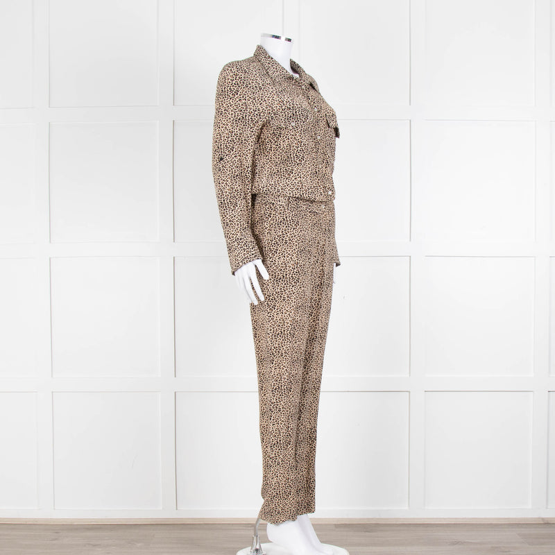 Zadig & Voltaire Beige Animal Print Long Sleeve Jumpsuit