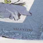 Valentino Blue Flower Print Sheer Scarf