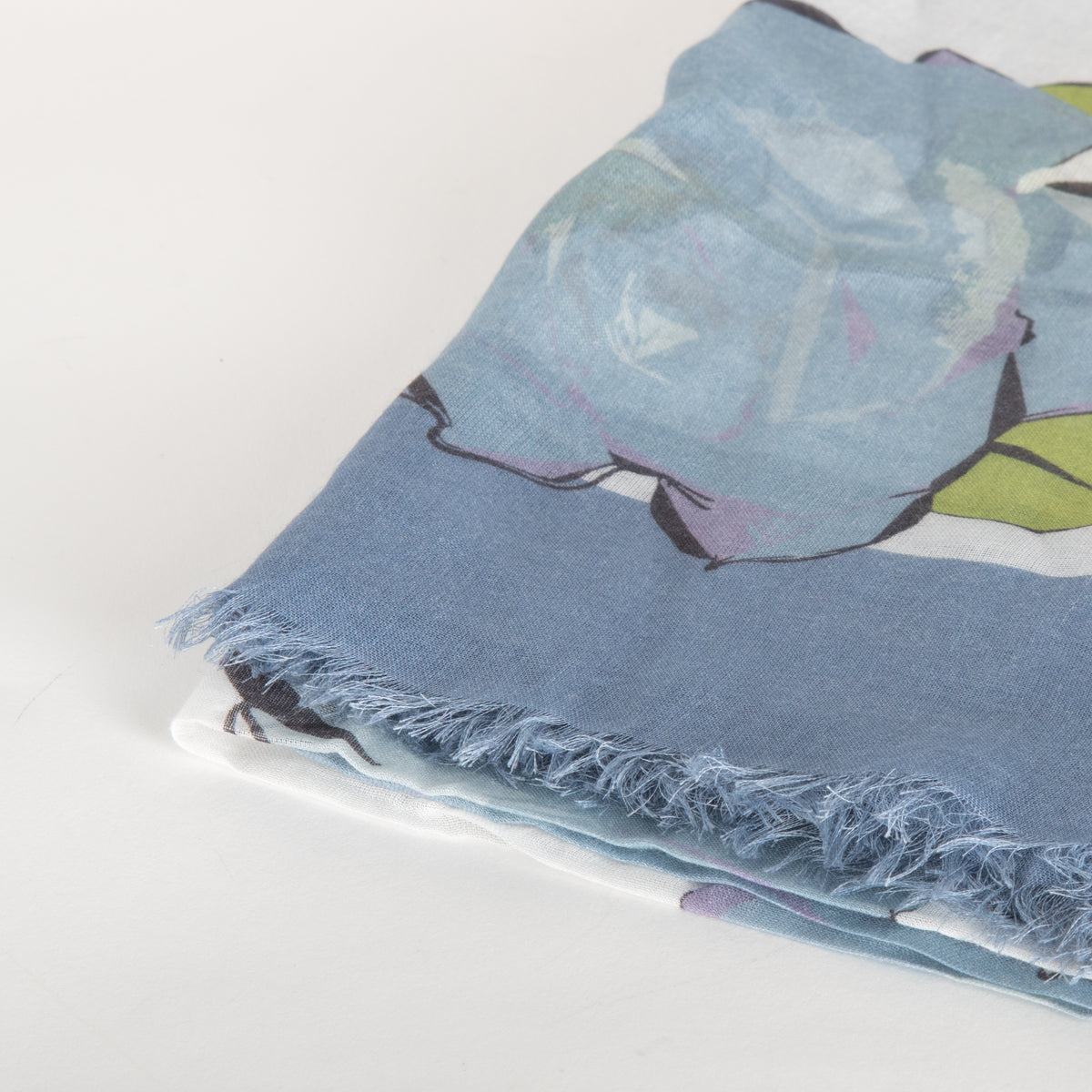 Valentino Blue Flower Print Sheer Scarf