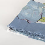 Valentino Blue Flower Print Sheer Scarf