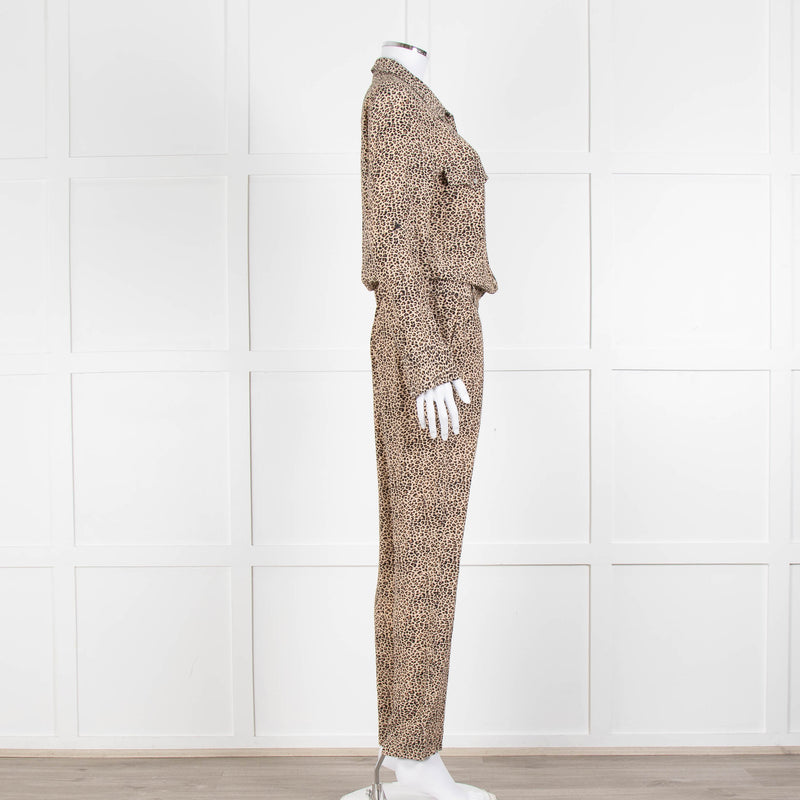Zadig & Voltaire Beige Animal Print Long Sleeve Jumpsuit