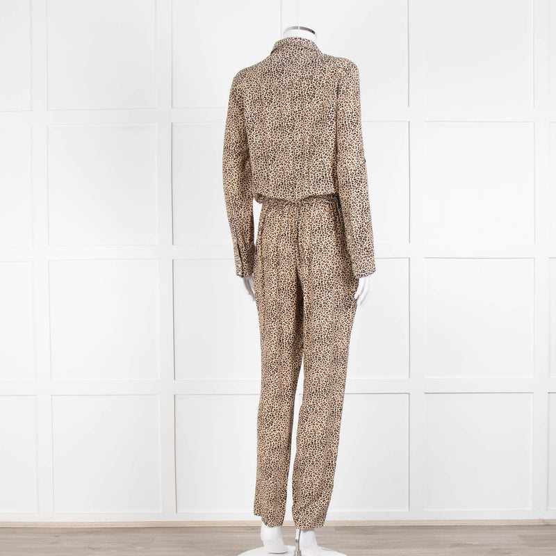 Zadig & Voltaire Beige Animal Print Long Sleeve Jumpsuit