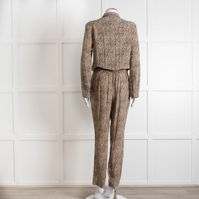 Zadig & Voltaire Beige Animal Print Long Sleeve Jumpsuit