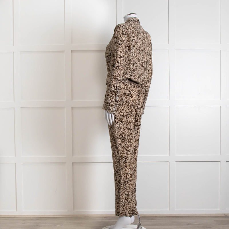 Zadig & Voltaire Beige Animal Print Long Sleeve Jumpsuit