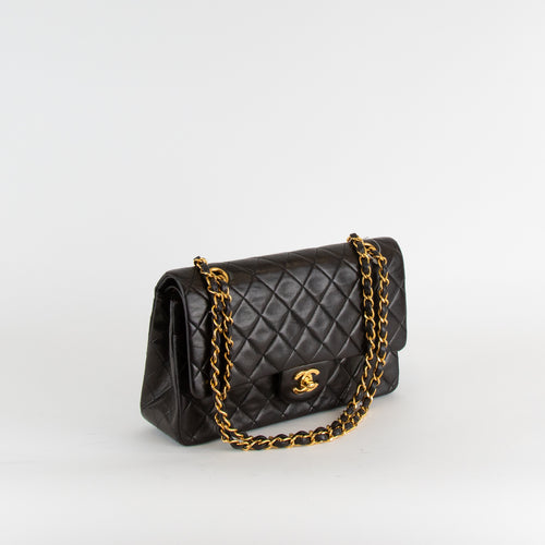 Chanel Medium Double Flap Black Leather Bag