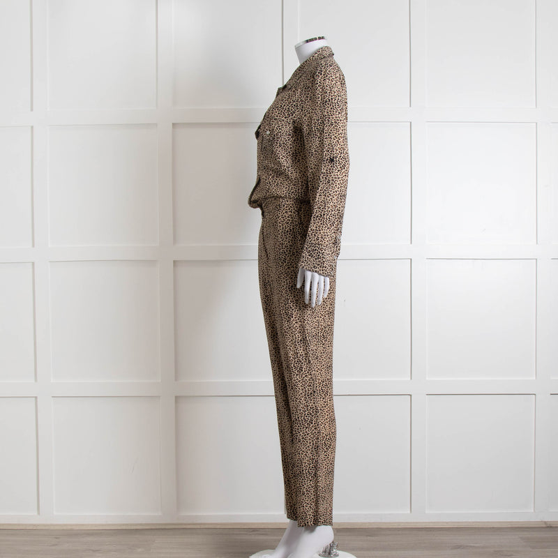 Zadig & Voltaire Beige Animal Print Long Sleeve Jumpsuit