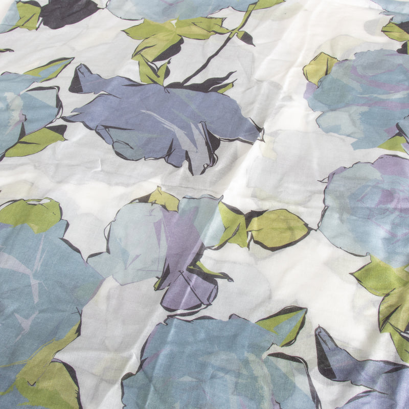 Valentino Blue Flower Print Sheer Scarf
