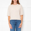 Me + Em Cream Cashmere Shortsleeve Roundneck Jumper