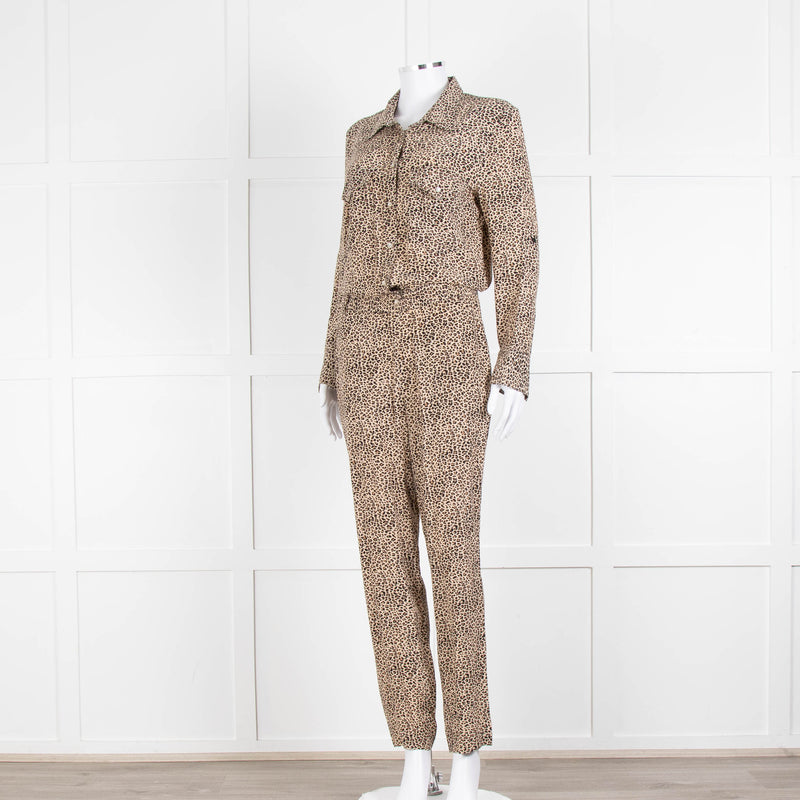 Zadig & Voltaire Beige Animal Print Long Sleeve Jumpsuit