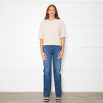 Me + Em Cream Cashmere Shortsleeve Roundneck Jumper